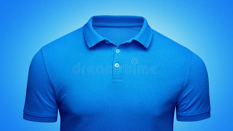 Vista frontale di polo del modello della camicia del primo piano blu di concetto Modello della maglietta di polo con spazio vuoto immagine stock libera da diritti Vista frontale di polo del modello della camicia del primo piano blu di concetto Modello della maglietta di polo con spazio vuoto immagine stock libera da diritti