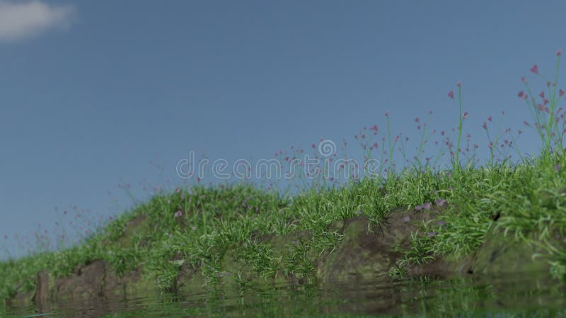Vista lateral con la flor de hierba verde escena ilustración del vector