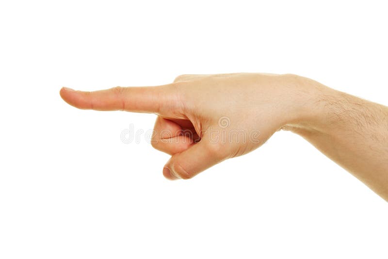 Side view of hand with pointing index finger isolated on white background. Side view of hand with pointing index finger isolated on white background