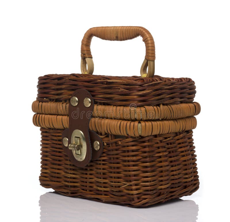 Vista laterale della borsa del rattan di Brown fotografia stock libera da diritti