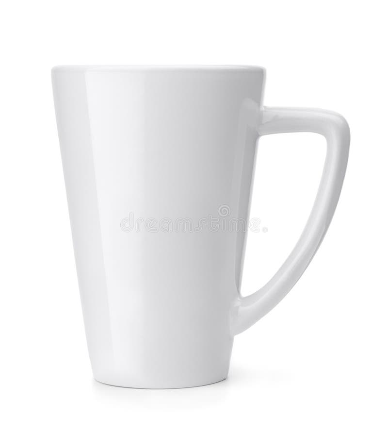 Vista laterale della tazza da caffè in bianco fotografia stock Vista laterale della tazza da caffè in bianco fotografia stock