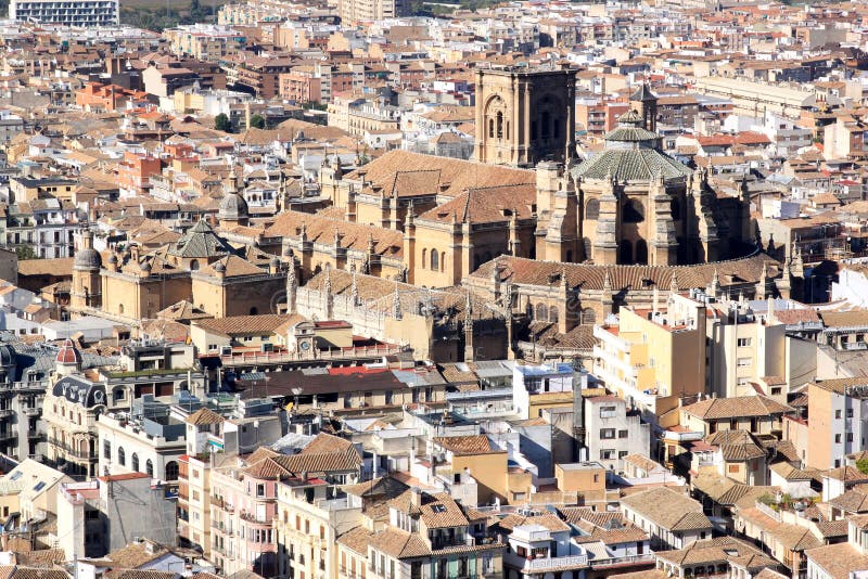 Vista na catedral de Granada, Spain foto de stock royalty free Vista na catedral de Granada, Spain foto de stock royalty free