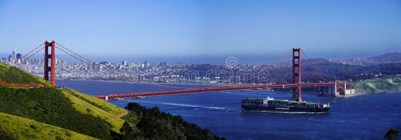 Vista panoramica di golden gate bridge, San Francisco fotografia stock libera da diritti Vista panoramica di golden gate bridge, San Francisco fotografia stock libera da diritti