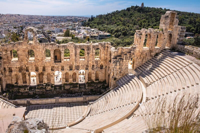 Odeon Di Eroi Atticus Teatro Romano Di Acropoli in Grecia Fotografia ...