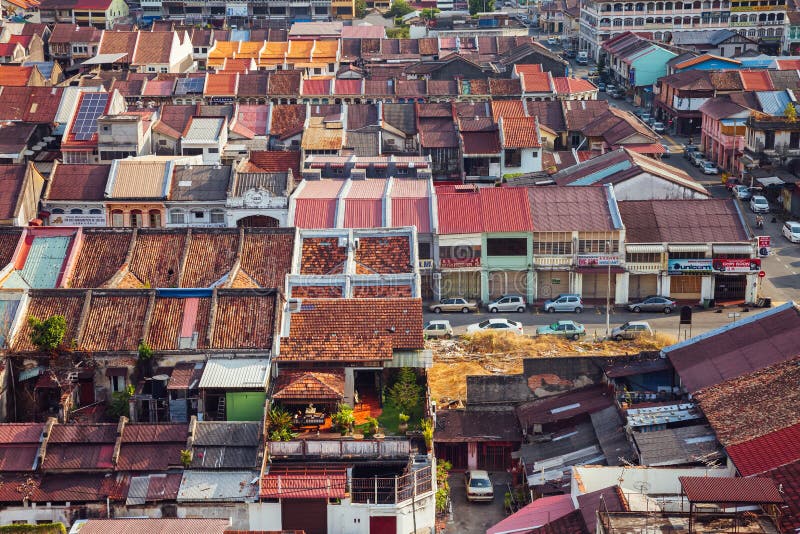 Vista panoramica sopra Georgetown, Penang, Malesia fotografia stock Vista panoramica sopra Georgetown, Penang, Malesia fotografia stock