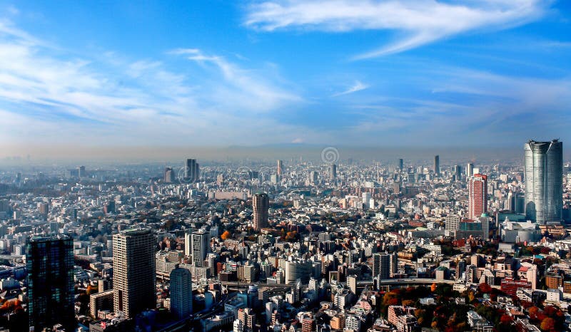Vista panoramica urbana di Tokyo con Fuji, Giappone fotografia stock Vista panoramica urbana di Tokyo con Fuji, Giappone fotografia stock
