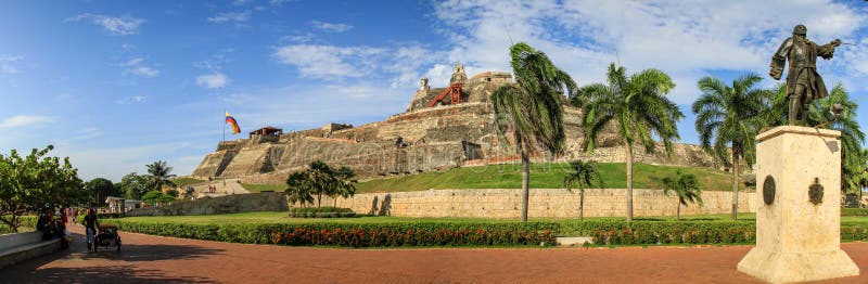 Vista panorámica de Castillo San Felipe de Barajas, Cartagena de Indias, Colombia fotos de archivo libres de regalías Vista panorámica de Castillo San Felipe de Barajas, Cartagena de Indias, Colombia fotos de archivo libres de regalías