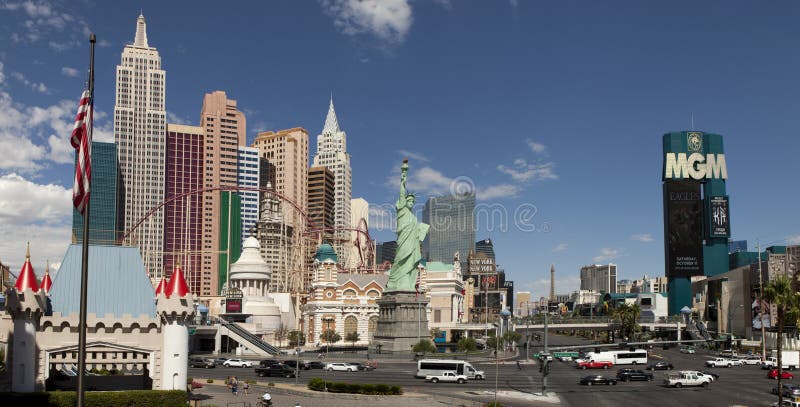 Vista panorámica de la nuevos York-nuevos York y casino de Mgm Grand imágenes de archivo libres de regalías Vista panorámica de la nuevos York-nuevos York y casino de Mgm Grand imágenes de archivo libres de regalías