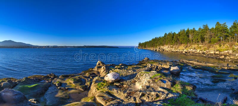 A vista panorâmica cênico do oceano e o Jack Point e Biggs estacionam imagens de stock royalty free A vista panorâmica cênico do oceano e o Jack Point e Biggs estacionam imagens de stock royalty free