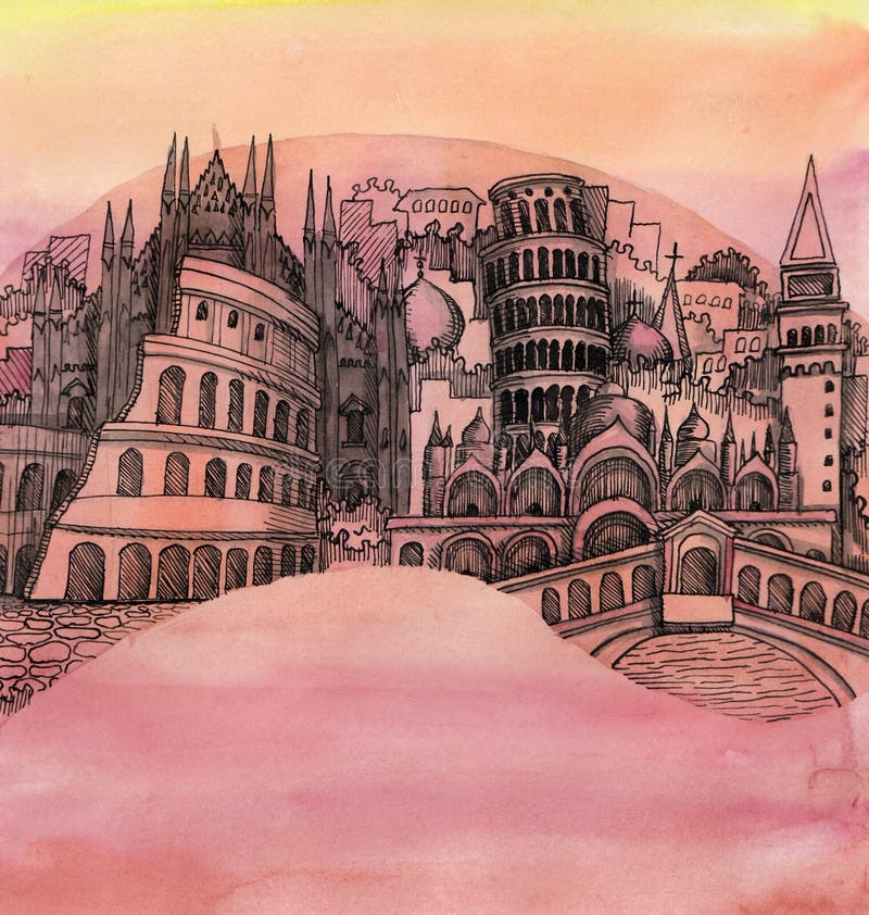 A vista panorâmica da cidade de Roma de Itália ilustração royalty free A vista panorâmica da cidade de Roma de Itália ilustração royalty free
