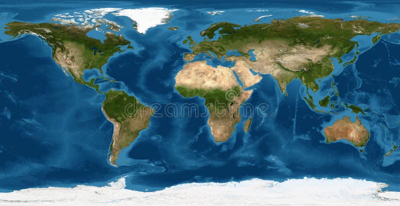 Vista plana de la Tierra desde el espacio Mapa físico detallado del mundo sobre la foto global de un satélite
