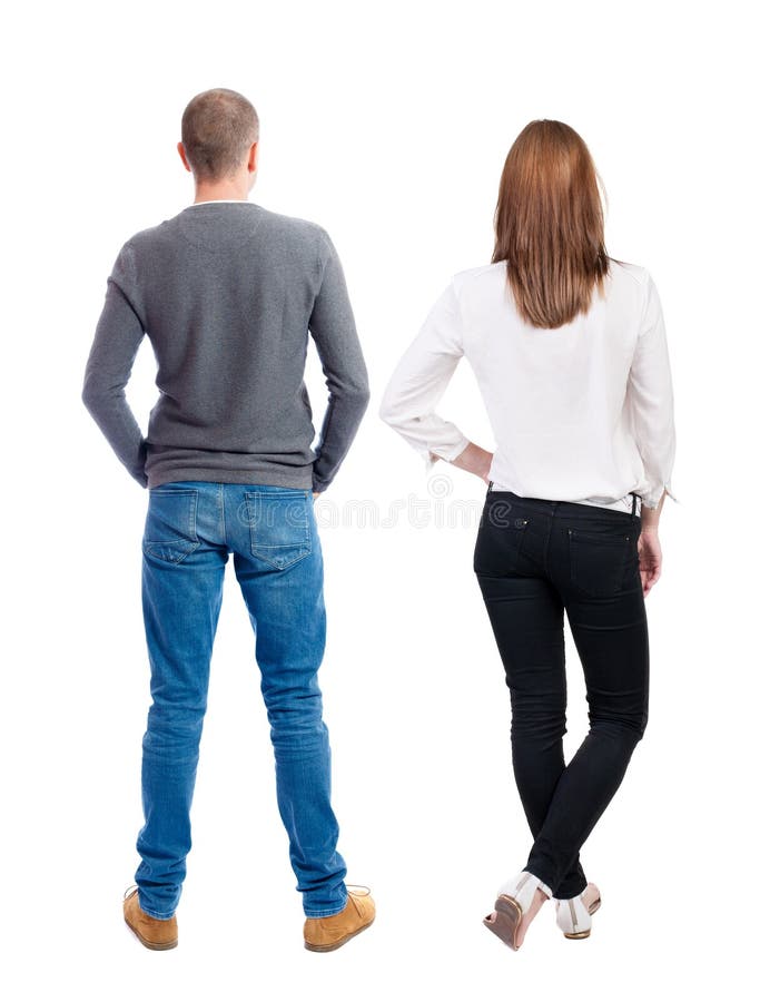 Back view of couple. beautiful friendly girl and guy together. Rear view people collection. backside view of person. Isolated over white background. Back view of couple. beautiful friendly girl and guy together. Rear view people collection. backside view of person. Isolated over white background