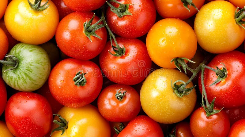 Primo piano di pomodori colorati e freschi royalty illustrazione gratis