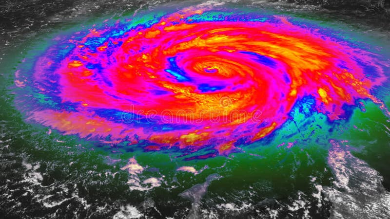 Vista satellite infrarossa di uragano