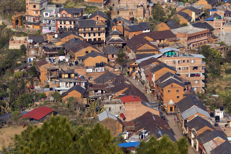 Vista sobre a feira Nepal de Bandipur foto de stock royalty free Vista sobre a feira Nepal de Bandipur foto de stock royalty free