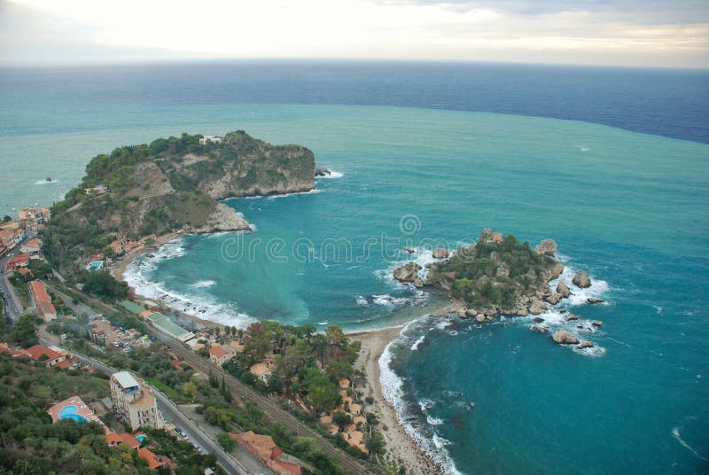 Vista sul mare Italia di Taormina immagini stock Vista sul mare Italia di Taormina immagini stock