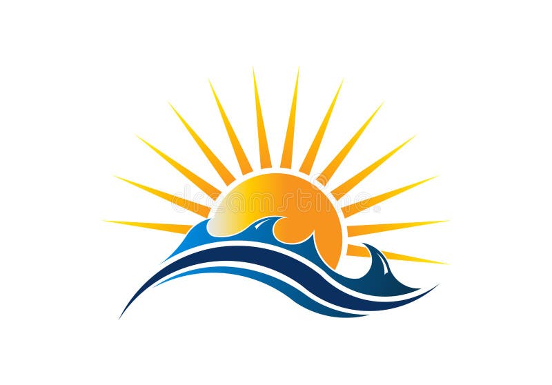 Vista sul mare Logo Vector Illustration del sole illustrazione vettoriale Vista sul mare Logo Vector Illustration del sole illustrazione vettoriale