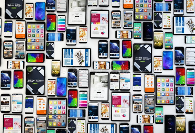 Vista superior de tablets e smartphones ilustração royalty free