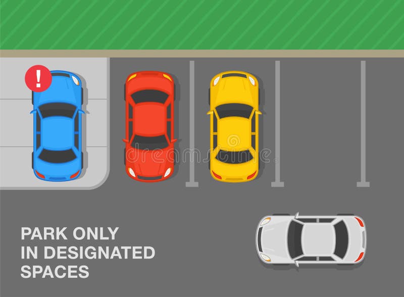 Vista Superior Dos Carros Estacionados Perpendiculares Corretos E