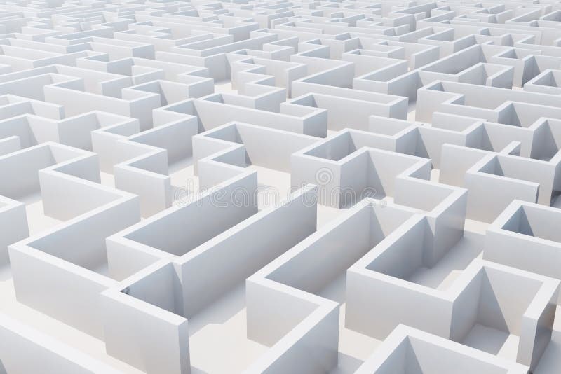 Vista superiore del labirinto bianco rappresentazione 3d