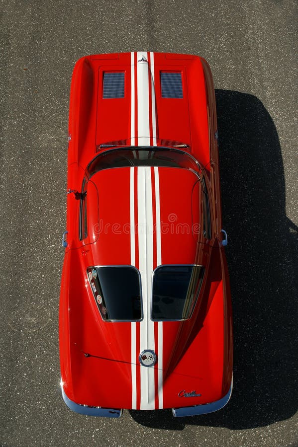 1963 Chevrolet Corvette Z06. Birdseye top view. 1 of 199 Z06 Corvettes produced. First year of the C2 and only year of the split window coupe. 1963 Chevrolet Corvette Z06. Birdseye top view. 1 of 199 Z06 Corvettes produced. First year of the C2 and only year of the split window coupe.