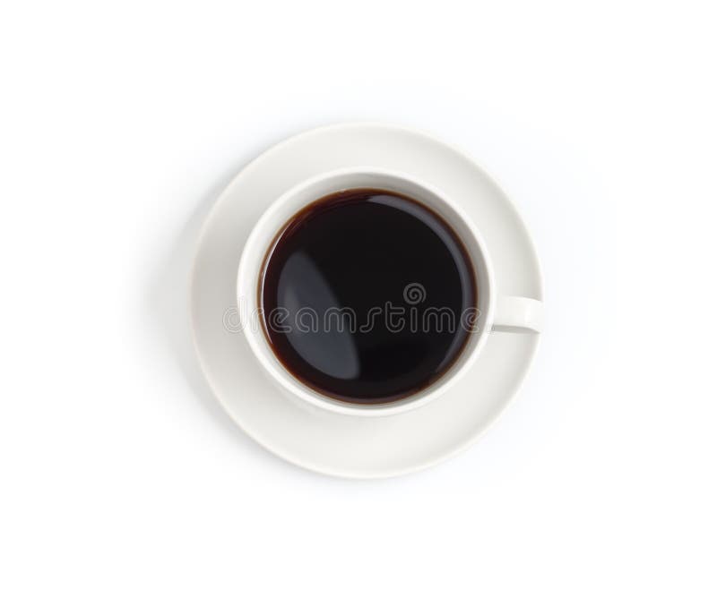Vista superiore della tazza di caffè nero isolata immagine stock