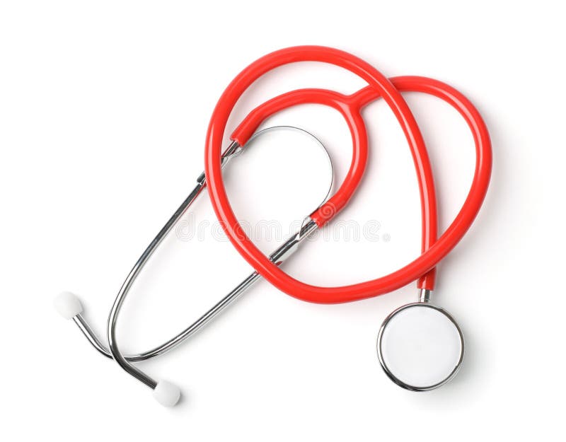 Vista superiore dello stetoscopio medico rosso immagine stock libera da diritti Vista superiore dello stetoscopio medico rosso immagine stock libera da diritti