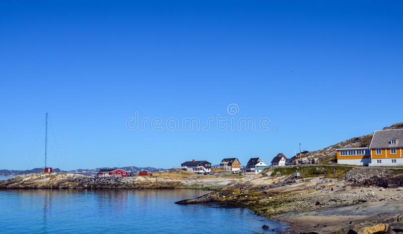 Vista turistica di Nuuk, capitale della Groenlandia immagini stock Vista turistica di Nuuk, capitale della Groenlandia immagini stock
