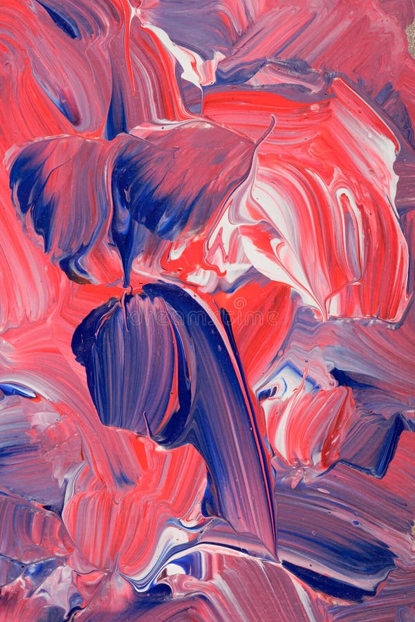Vista vicina della tela paintstrokese bianca viva di rosso blu illustrazione vettoriale