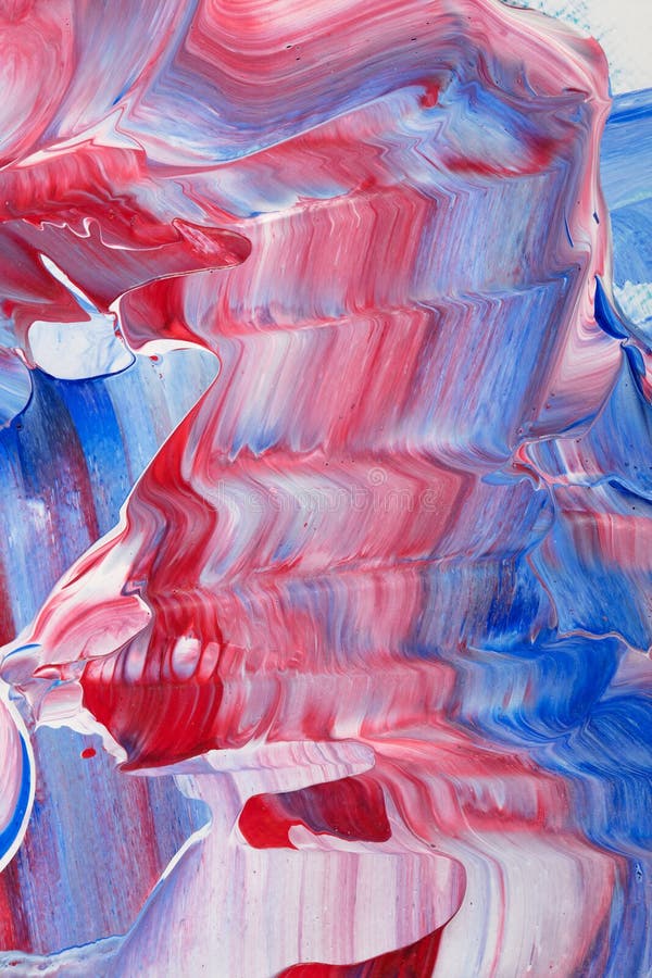Vista vicina della tela paintstrokese bianca viva di rosso blu illustrazione di stock