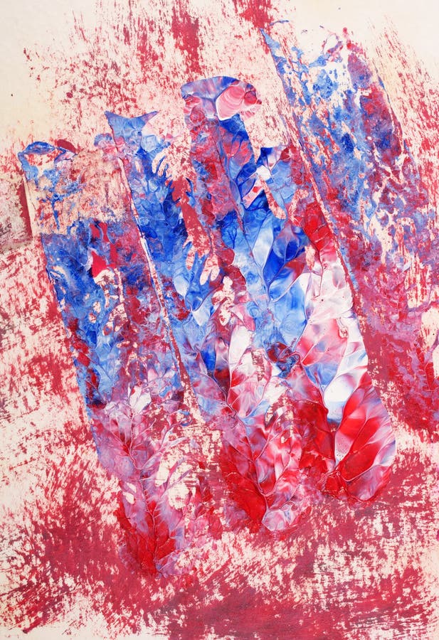 Vista vicina della tela paintstrokese bianca viva di rosso blu illustrazione vettoriale