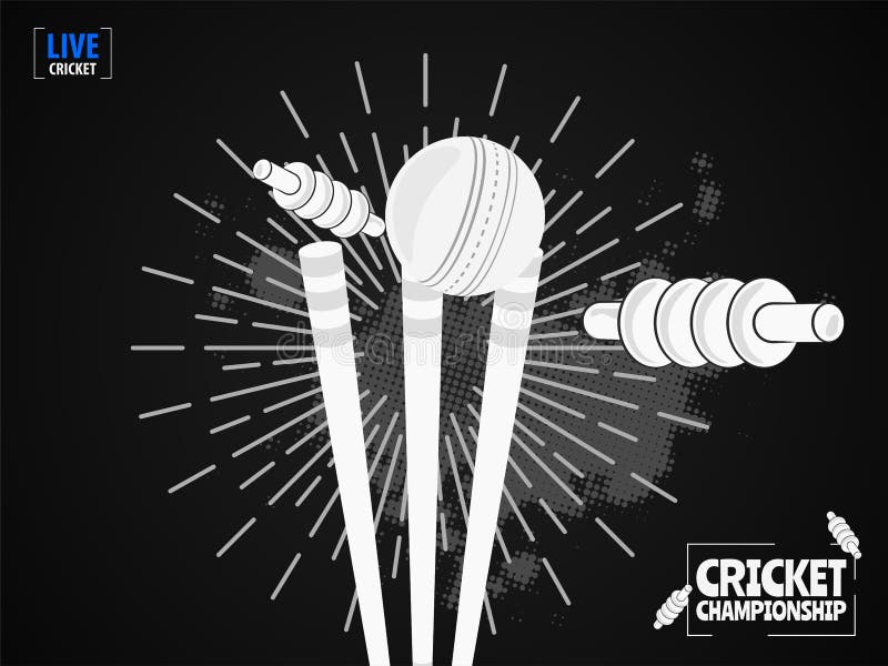 Vista vicina di palla da cricket che colpisce sui ceppi royalty illustrazione gratis