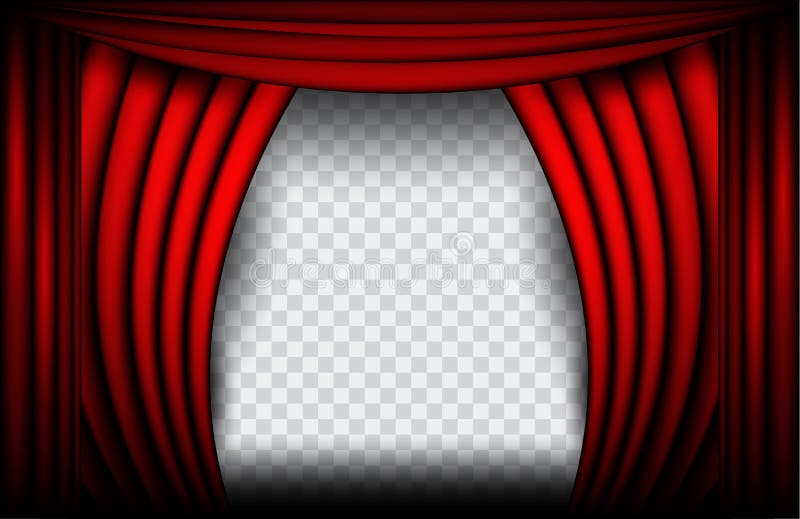 Vista vicina di una tenda rossa del velluto Illustrazione di vettore del fondo del teatro, fase di Teathre isolata illustrazione vettoriale