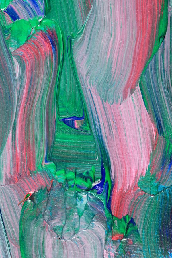 Vista vicina di verde vivo e di tela paintstrokese rossa illustrazione di stock