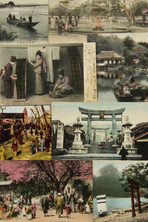 Postales del vintage. Japón fotografía de archivo Postales del vintage. Japón fotografía de archivo
