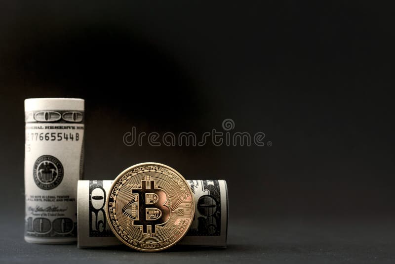 Visual concept showing the increase in value of the currency. Value increase photo made with bitcoins stock photo