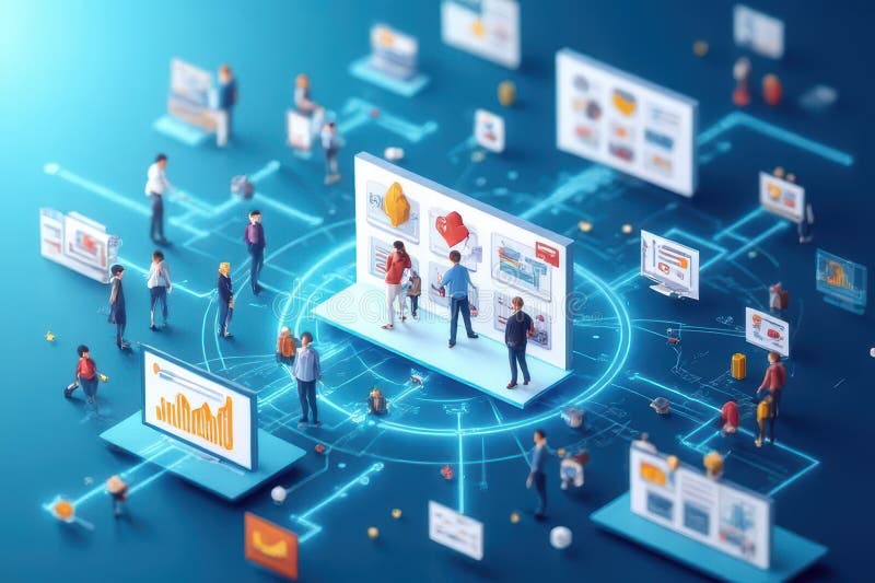 Visual Content Creation and Owned Media Strategies vector illustration