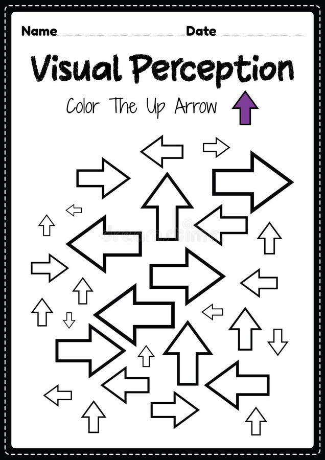 Visual perception worksheet skills activity of occupation therapy arrow recognition for preschool and kindergarten kids