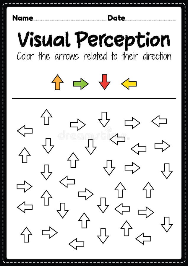 Visual perceptual skills activity of occupation therapy arrow recognition for preschool and kindergarten kids