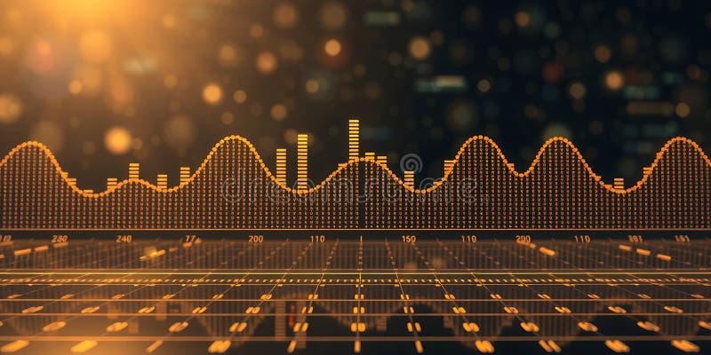 Visual representation of audio waveforms and frequency patterns in a digital space vector illustration