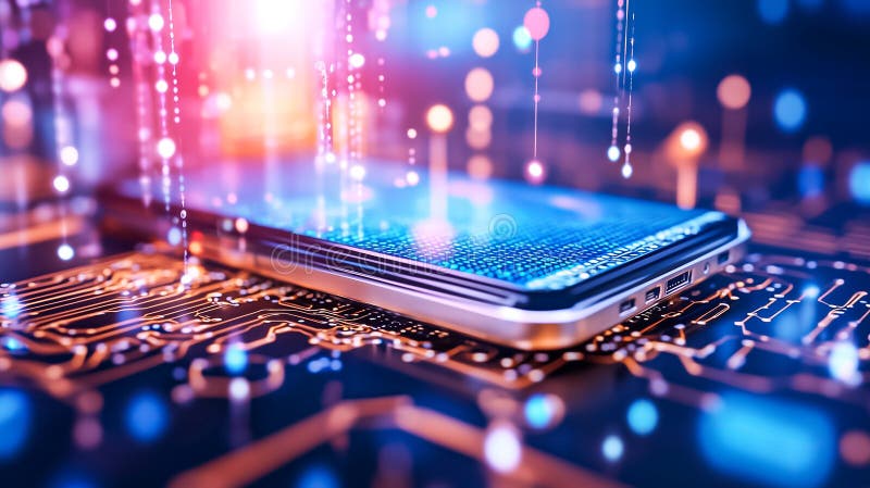 A visual representation showcasing the exchange of data between devices, highlighting digital interaction stock image