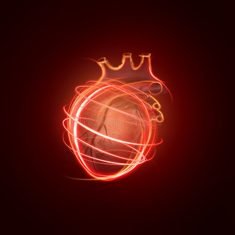 Visualisatie van het menselijke die hart van neonlijnen wordt gemaakt vector illustratie Visualisatie van het menselijke die hart van neonlijnen wordt gemaakt vector illustratie