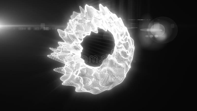 Visualisation abstraite d'un vortex blanc lumineux sur fond noir émettant de l'énergie radiante dans un art numérique illustration stock
