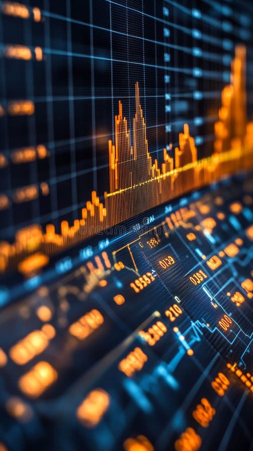 Une visualisation des données avec des cartes financières et des indicateurs dans les tons bleu et orange