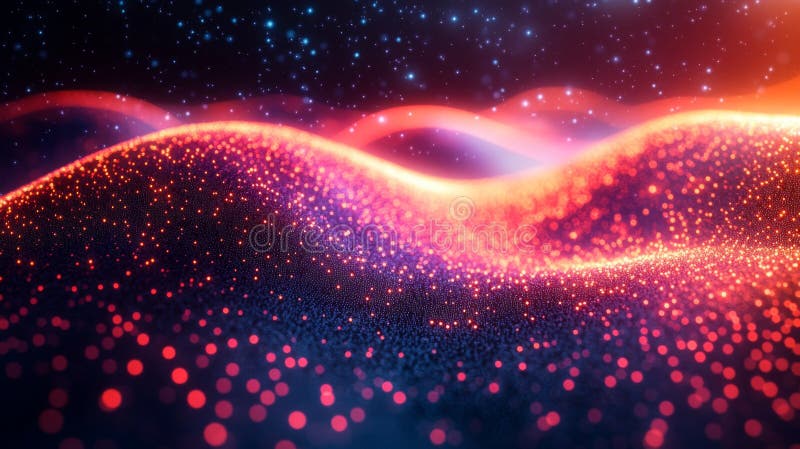 Visualisera krypterat dataflöde som vibranta ljusströmmar i en mörk kosmisk inställning royaltyfri illustrationer