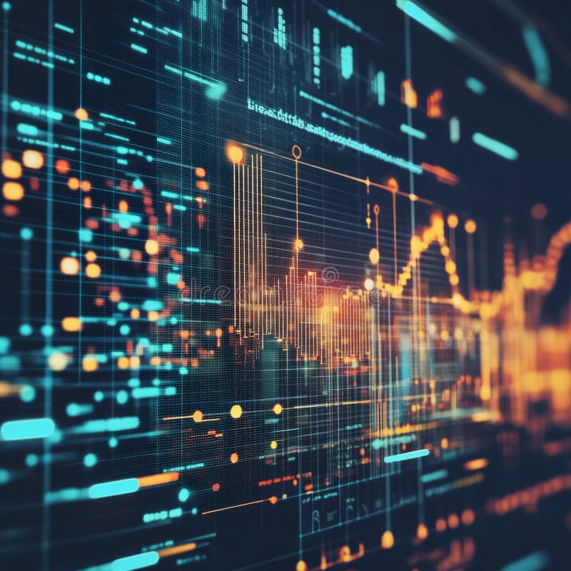 Visualisering av digitala finansiella data med diagram och diagram royaltyfri bild