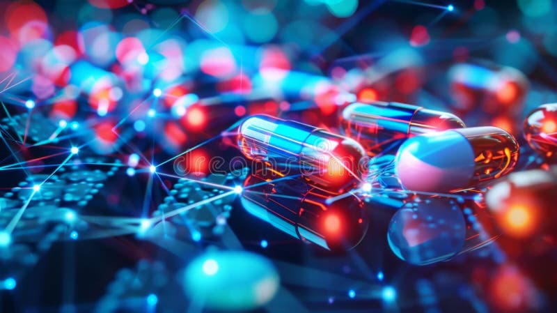 Visualisierung eines auf Blockchainbasis basierenden Systems zur Verschreibungsverwaltung, das Ärzten die sichere Ausgabe von Vers. Visualisierung eines auf Blockchainbasis basierenden Systems für das Verschreibungsmanagement, das Ärzten die sichere Ausgabe von Verschreibungen und die Überwachung des Einsatzes von Medikamenten in Echtzeit ermöglicht. AI generiert