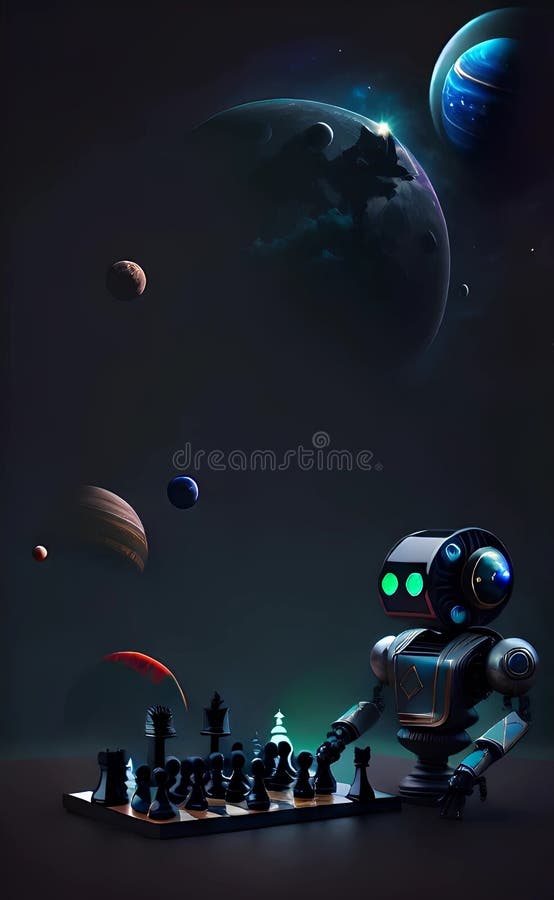 Um Homem Jogando Xadrez 3d Com Um Estranho Fundo Espacial Gerado Pelo Ai.  Ilustração Stock - Ilustração de projeto, paisagem: 272963061