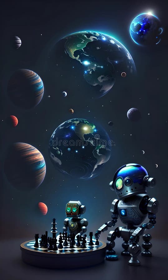 Um Homem Jogando Xadrez 3d Com Um Estranho Fundo Espacial Gerado Pelo Ai.  Ilustração Stock - Ilustração de projeto, paisagem: 272963061