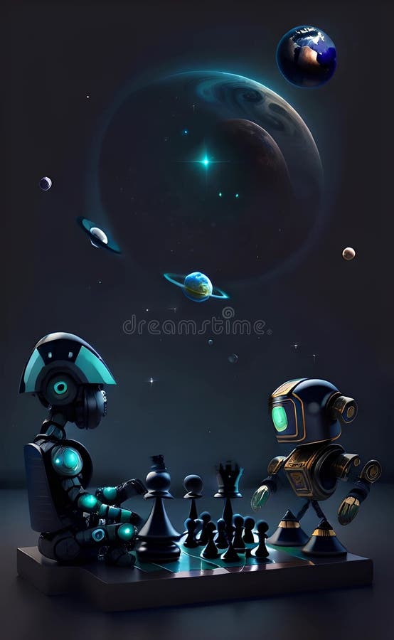 Um Homem Jogando Xadrez 3d Com Um Estranho Fundo Espacial Gerado Pelo Ai.  Ilustração Stock - Ilustração de projeto, paisagem: 272963061